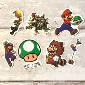 Mario & Luigi Nintendo Mario Kart Videogame Characters Stickers Bundle 7 Pc NEW